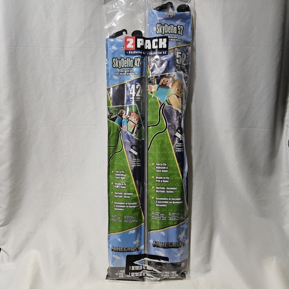 Minecraft X Kites SkyDelta 42" 52" Kite 2 Pack New Sealed